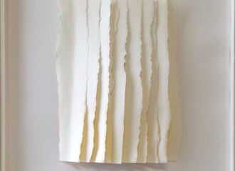 Rips I Vertical, torn and layered paper, gouache, 14" x 17", mounted