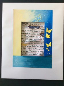 Butterflies at Sea, dimensional paper assemblage, gouache, stitching