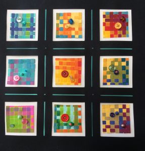 Nine Weaves, mixed papers, buttons