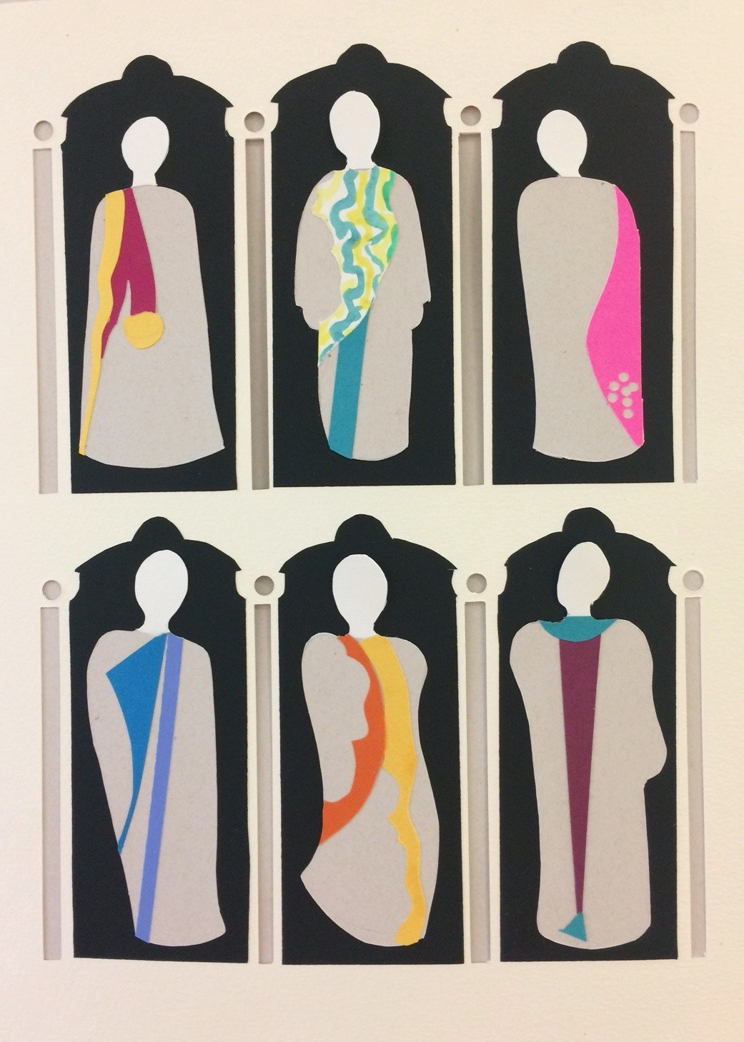 "Chasuble chic II", cut and layered papers, 11" x 14.5"