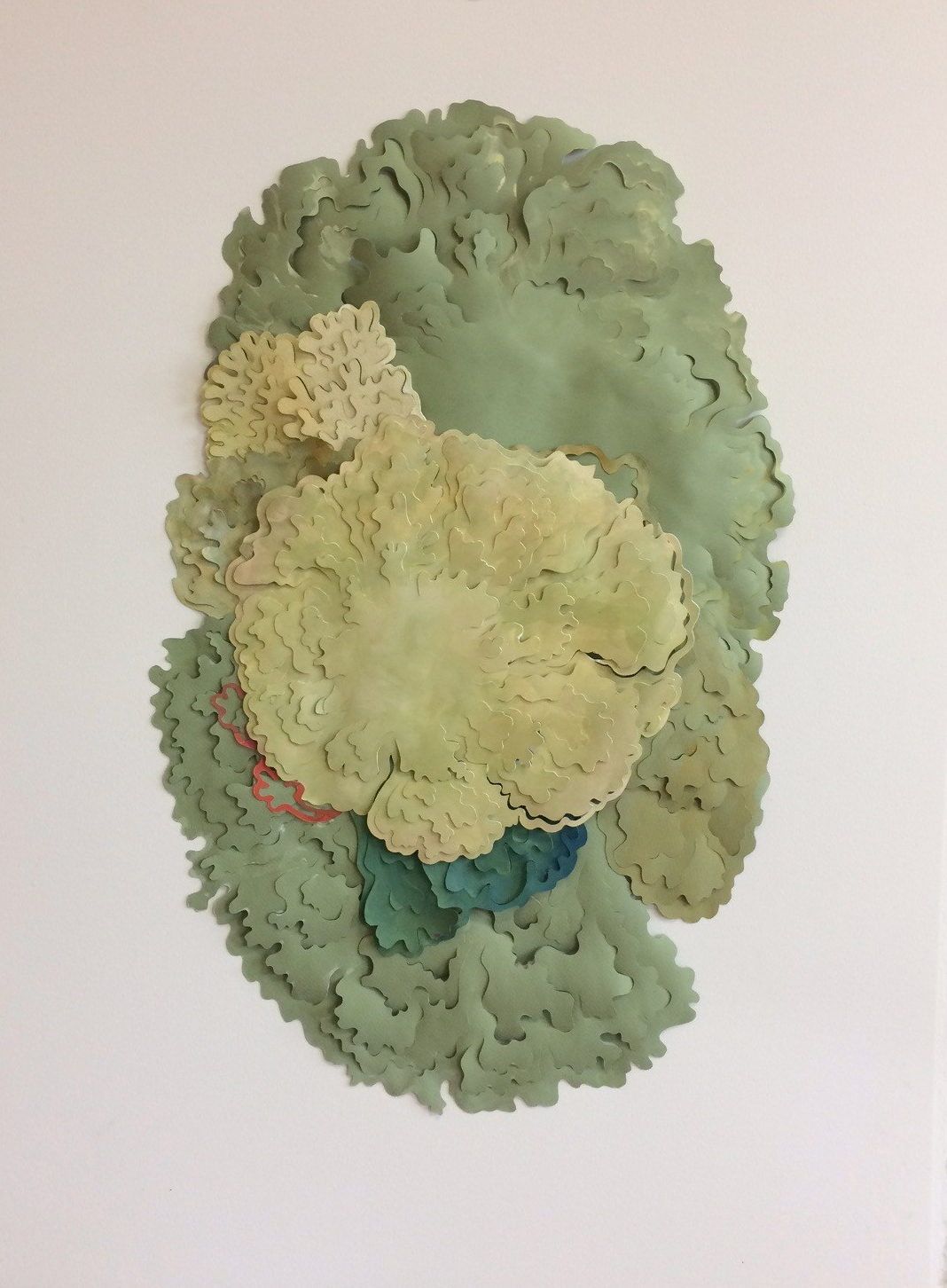 "Lichen", painted and layered cut paper